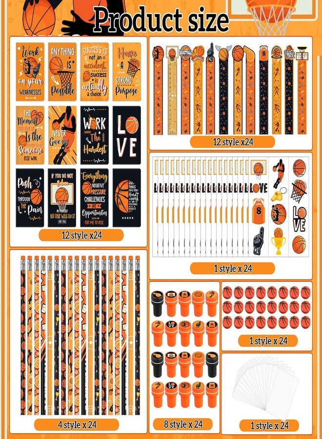 Capoda 168 Pcs Basketball Birthday Party Favors Basketball Treats for Team Goodie Bags Stuffers Student Prizes Mini Notebook Pencil Stamp Sticker Stationery Set for Classroom Rewards Birthday Gift - Image 3
